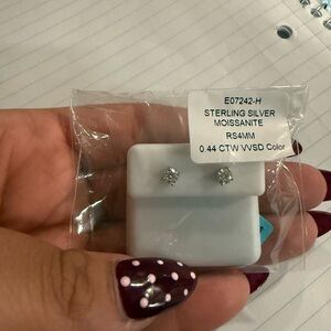 Sterling Silver Moissanite Stud Earrings